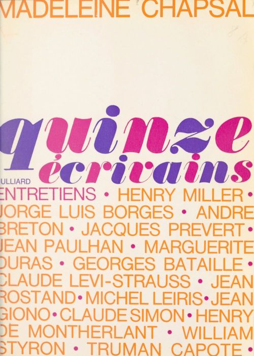 Couverture ebook de Quinze écrivains, de Madeleine Chapsal