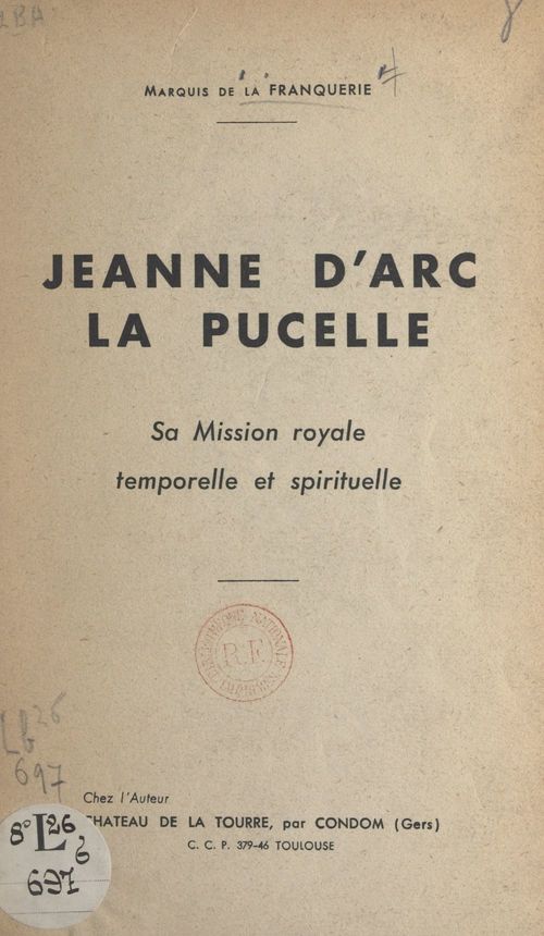 Couverture ebook de Jeanne d'Arc la Pucelle, de Andre De La Franquerie