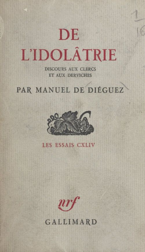 Couverture ebook de De l'idolâtrie, de Manuel De Dieguez