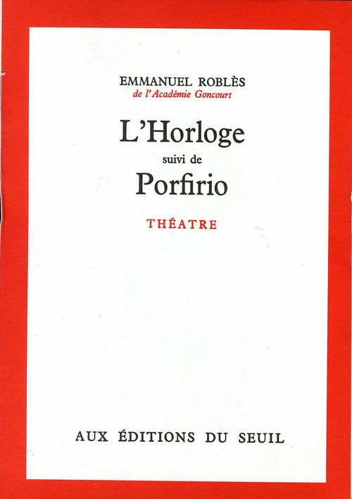 ebook cover of L'Horloge. Suivi de : Porfirio, by Emmanuel Roblès