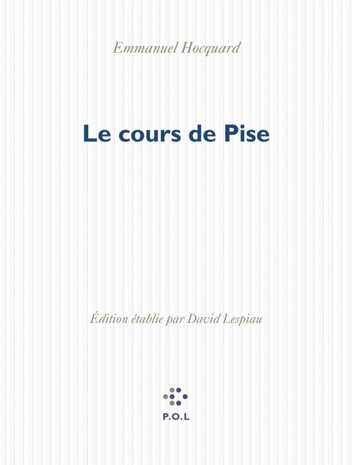 ebook cover of Le cours de Pise, by Emmanuel Hocquard