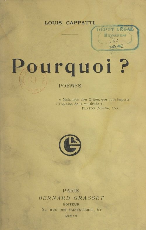 ebook cover of Pourquoi ?, by Louis Cappatti