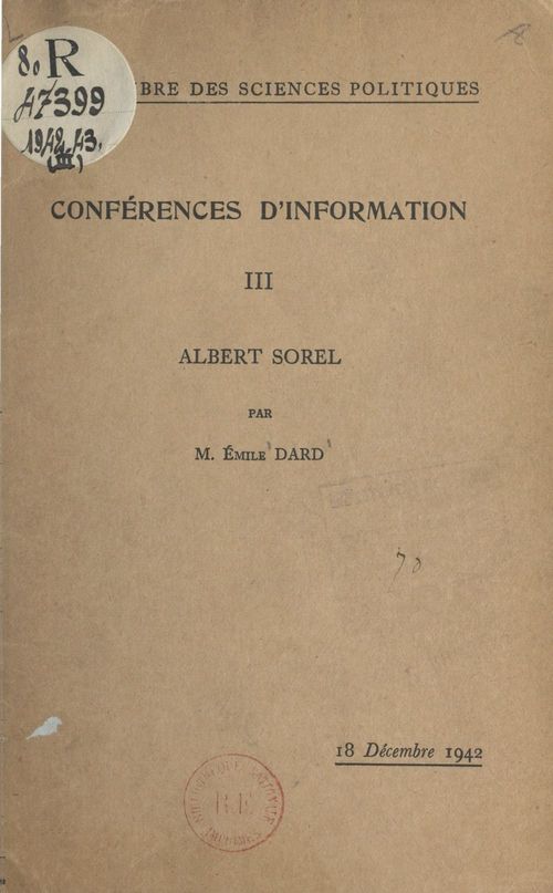 ebook cover of Albert Sorel, by Emile Dard