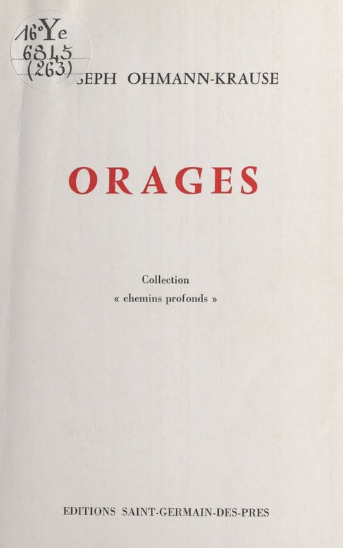 Couverture ebook de Orages, de Joseph Ohmann-Krause