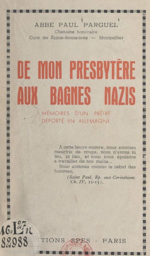 Couverture ebook de De mon presbytère aux bagnes nazis, de Paul Parguel