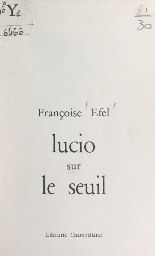 Couverture ebook de Lucio sur le seuil, de Francoise Efel