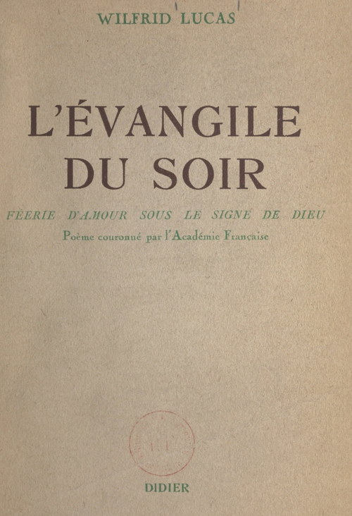 Couverture ebook de L'Évangile du soir, de Wilfrid Lucas