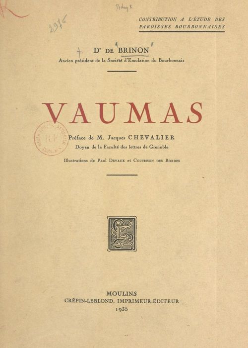 Couverture ebook de Vaumas, de De Brinon