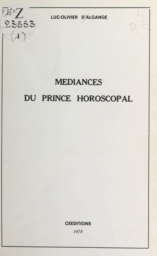 ebook cover of Médiances du prince horoscopal, by Luc-Olivier D'Algange