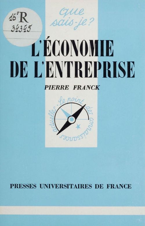 Couverture ebook de L'Économie de l'entreprise, de Pierre Franck