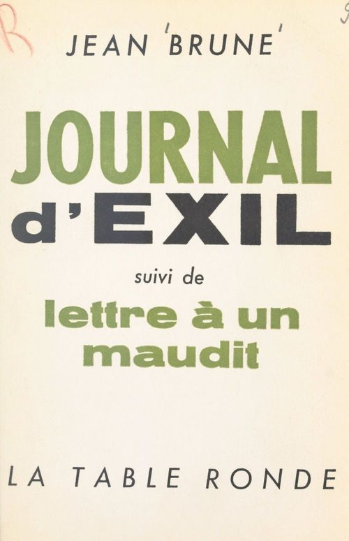 Couverture ebook de Journal d'exil, de Jean Brune