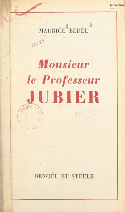 Couverture ebook de Monsieur le Professeur Jubier, de Maurice Bedel