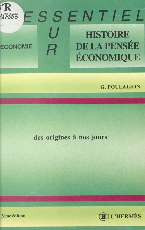 Couverture ebook de Histoire de la pensée économique des origines à nos jours, de Poulalion G