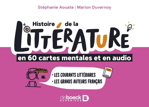 ebook cover of Histoire de la littérature en 60 cartes mentales et en audio, by Stéphanie Aouate, Marion Duvernoy