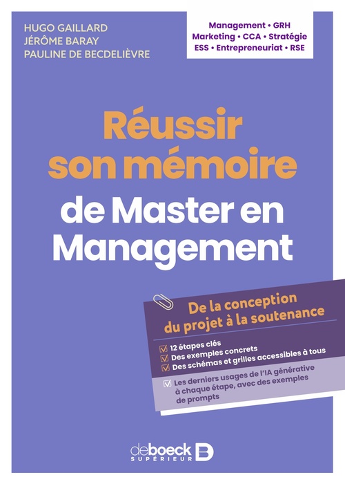ebook cover of Réussir son mémoire de Master en Management, by Hugo Gaillard