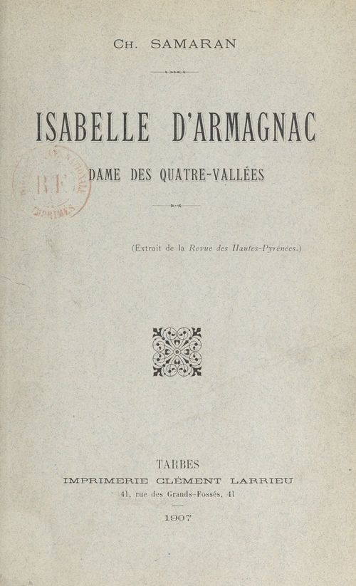ebook cover of Isabelle d'Armagnac, by Charles Samaran