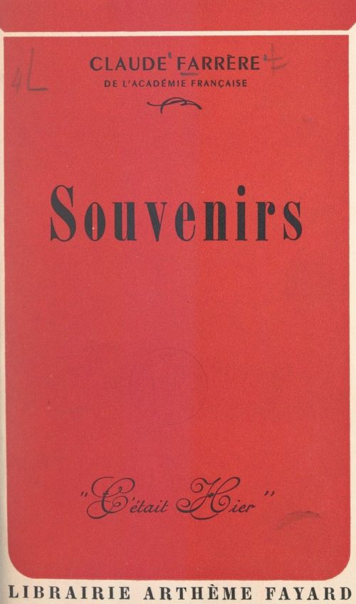 Couverture ebook de Souvenirs, de Claude Farrère