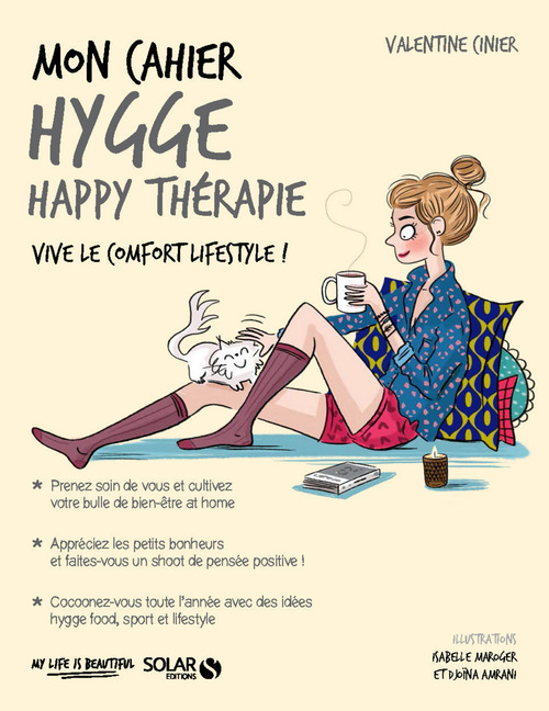 Couverture ebook de Mon cahier Hygge happy thérapie, de Valentine Cinier, Djoïna Amrani, Isabelle Maroger