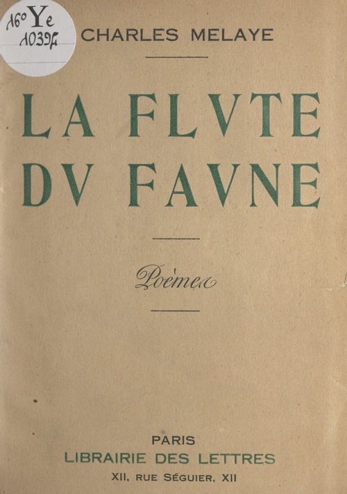 ebook cover of La flûte du faune, by Charles Melaye