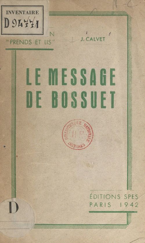 ebook cover of Le message de Bossuet, by Jean Calvet