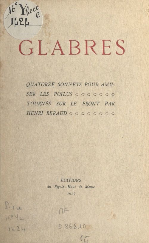 Couverture ebook de Glabres, de Henri Beraud