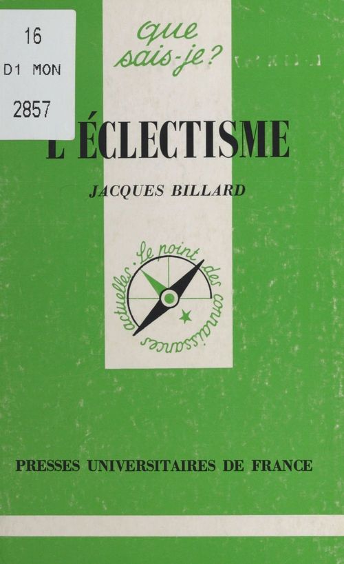 ebook cover of L'éclectisme, by Jacques Billard