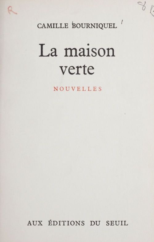 ebook cover of La maison verte, by Camille Bourniquel