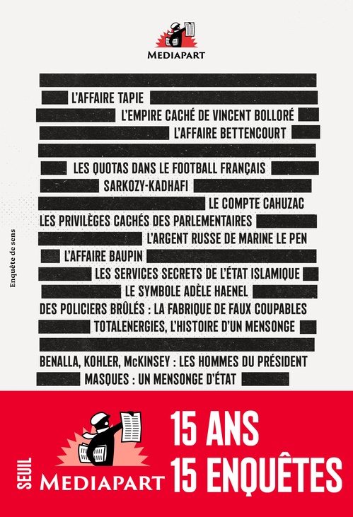 Couverture ebook de Mediapart. 15 grandes enquêtes, de Fabrice Arfi, Michael Hajdenberg