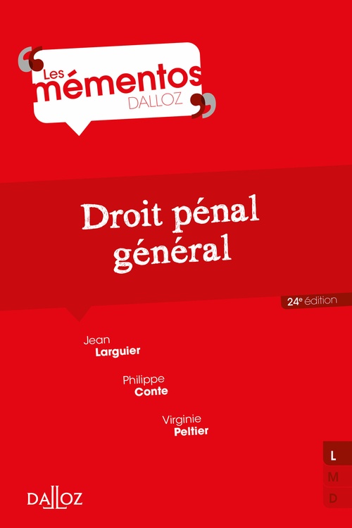 Couverture ebook de Droit pénal général 24ed, de Philippe Conte, Jean Larguier, Patrick Maistre du chambon