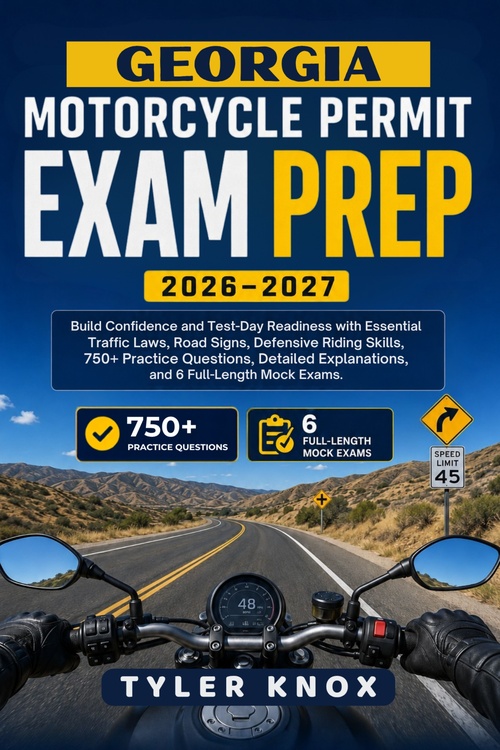 ebook cover of GEORGIA MOTORCYCLE PERMIT EXAM PREP 2026-2027, by Tyler Knox