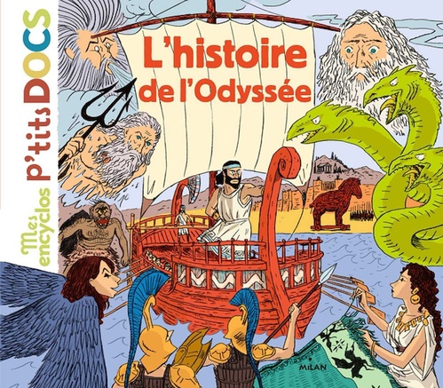 Couverture ebook de L'histoire de l'Odyssée, de Stéphanie Ledu, Stéphane Frattini