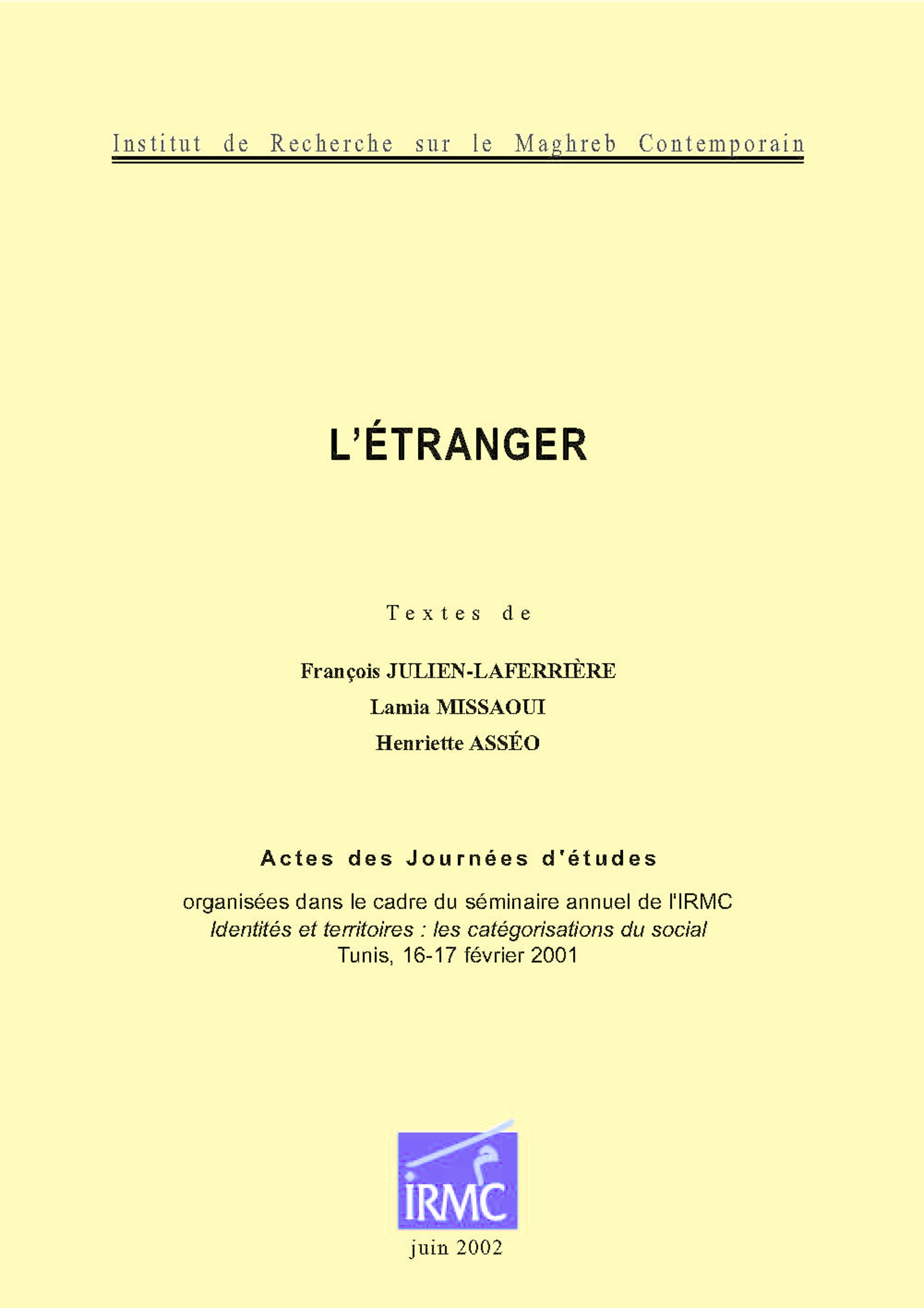 ebook cover of L´étranger, by Henriette Asseo, François Julien-laferrière, Lamia Missaoui