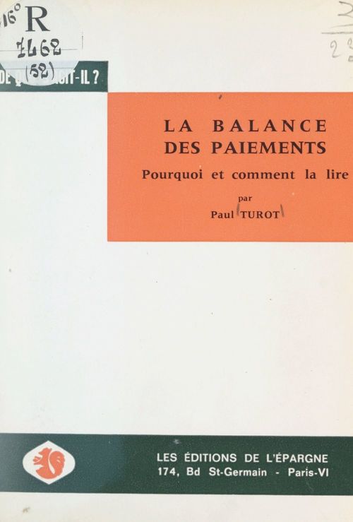 ebook cover of La balance des paiements, by Paul Turot