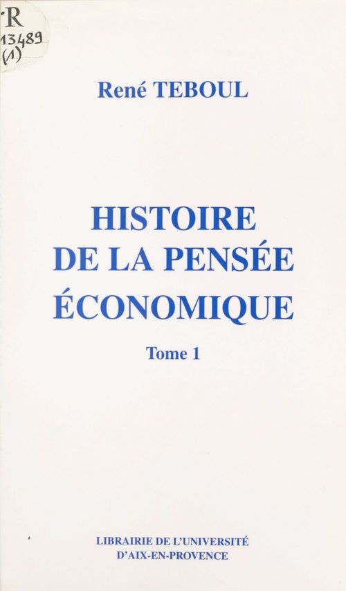ebook cover of Histoire de la pensée économique (1), by Rene Teboul