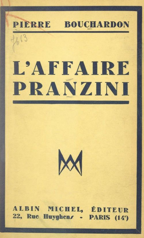 Couverture ebook de L'affaire Pranzini, de Pierre Bouchardon