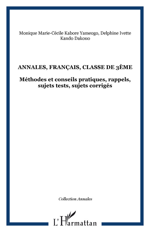 ebook cover of Annales, français, classe de 3ème, by Kando Dakouo