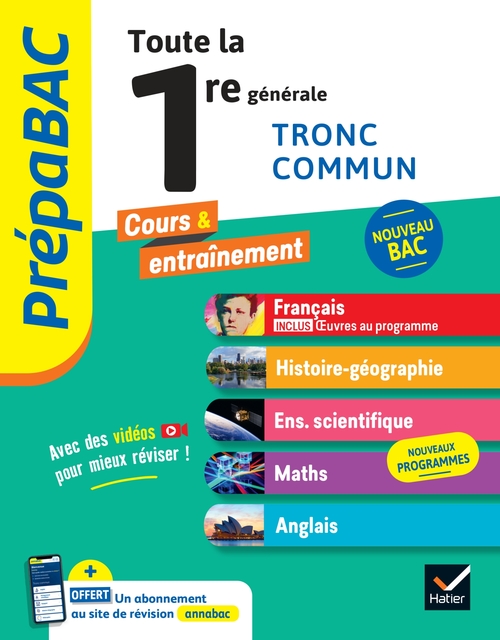 ebook cover of Prépabac - Toute la 1re générale (tronc commun) - Bac 2027 (toutes les matières), by Hélène Bernard, Jean-Philippe Renaud, Matthieu de Sauvage, Michel Abadie, Guillaume Ehret, Alain Legrand, Isabelle Maitr