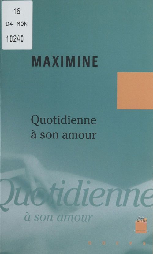 Couverture ebook de Quotidienne à son amour, de Maximine