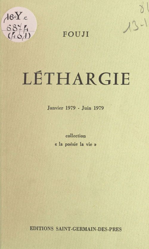 Couverture ebook de Léthargie, de Fouji