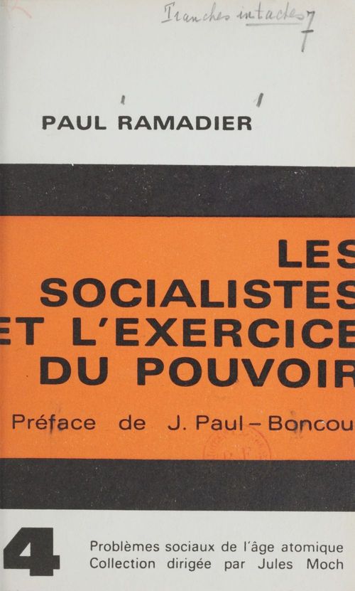 Couverture ebook de Les socialistes et l'exercice du pouvoir, de Paul Ramadier