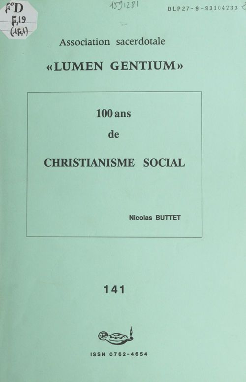 Couverture ebook de 100 ans de christianisme social, de Nicolas Buttet
