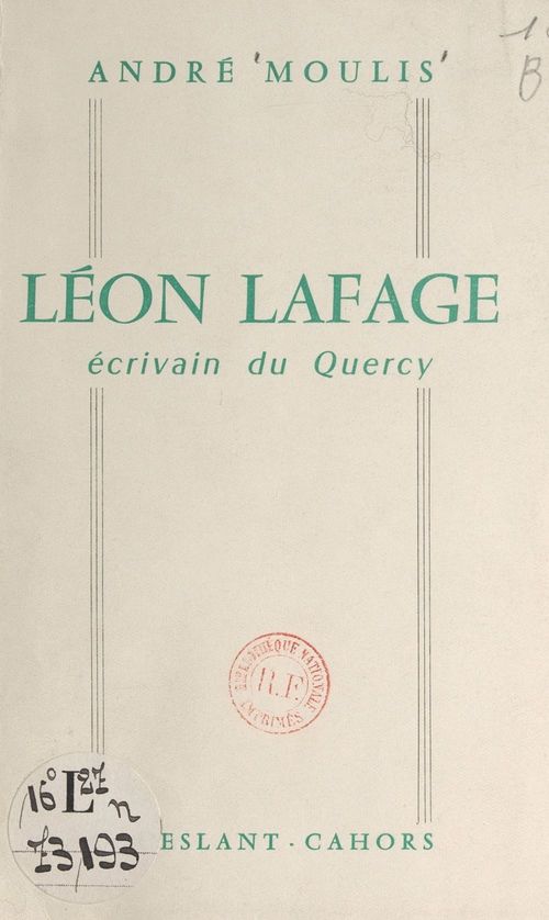 Couverture ebook de Léon Lafage, de Andre Moulis
