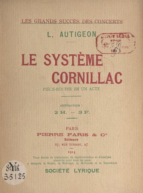 ebook cover of Le système Cornillac, by Louis Autigeon