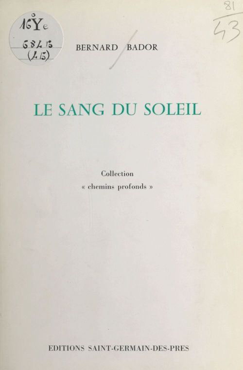 ebook cover of Le Sang du soleil, by Bernard Bador