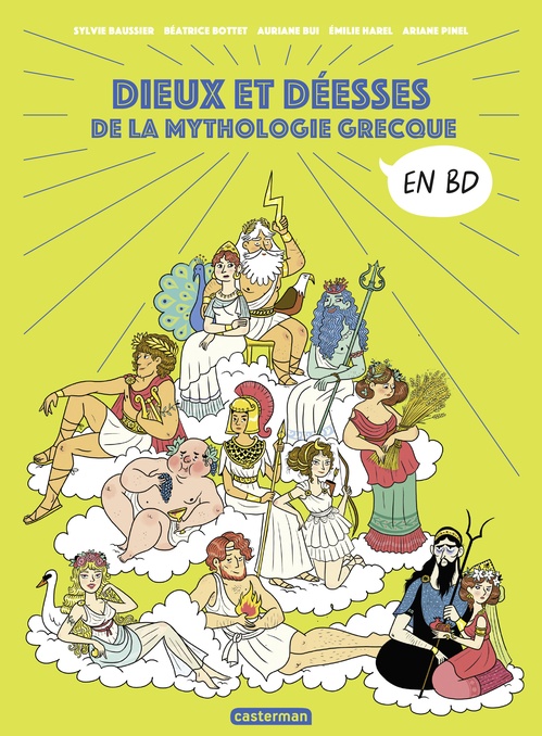 Couverture ebook de La mythologie en BD - Dieux et Déesses de la mythologie grecque en BD, de Sylvie Baussier, Béatrice Bottet, Emilie Harel, Ariane Pinel, Auriane Bui