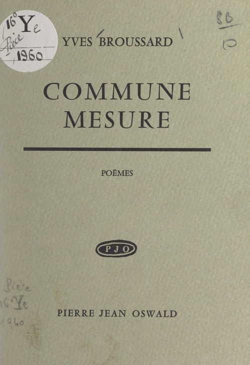 Couverture ebook de Commune mesure, de Yves Broussard