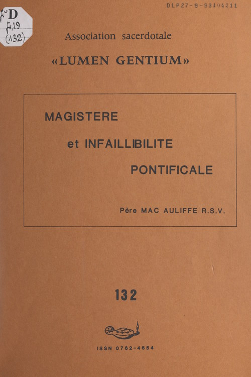ebook cover of Magistère et infaillibilité pontificale, by Victor Mac Auliffe