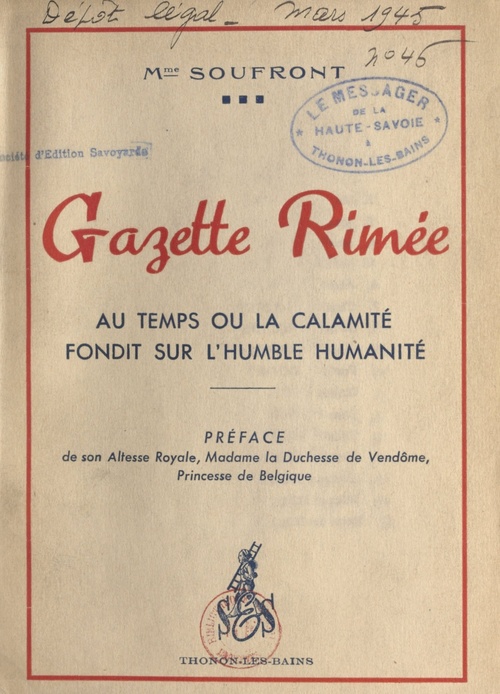 Couverture ebook de Gazette rimée, de Soufront