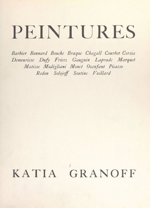 ebook cover of Peintures, by Katia Granoff
