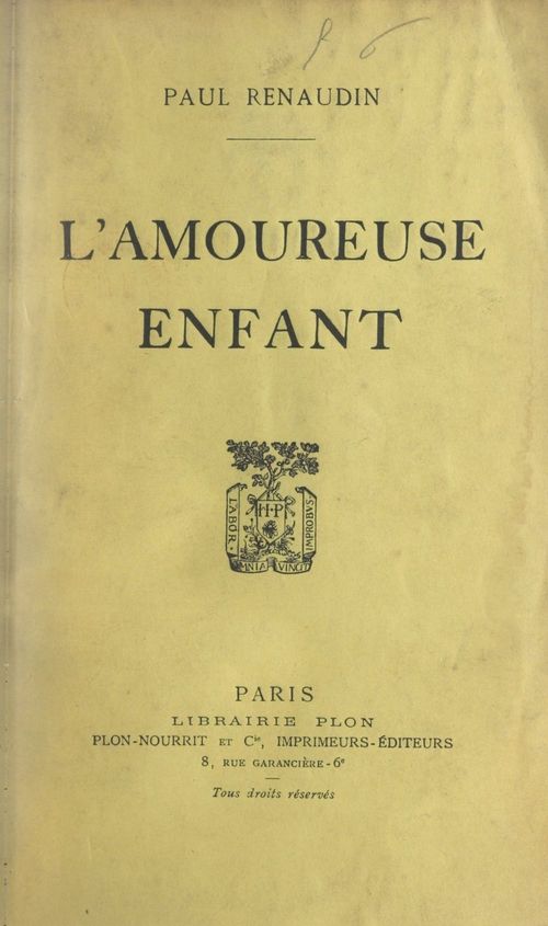 Couverture ebook de L'amoureuse enfant, de Paul Renaudin